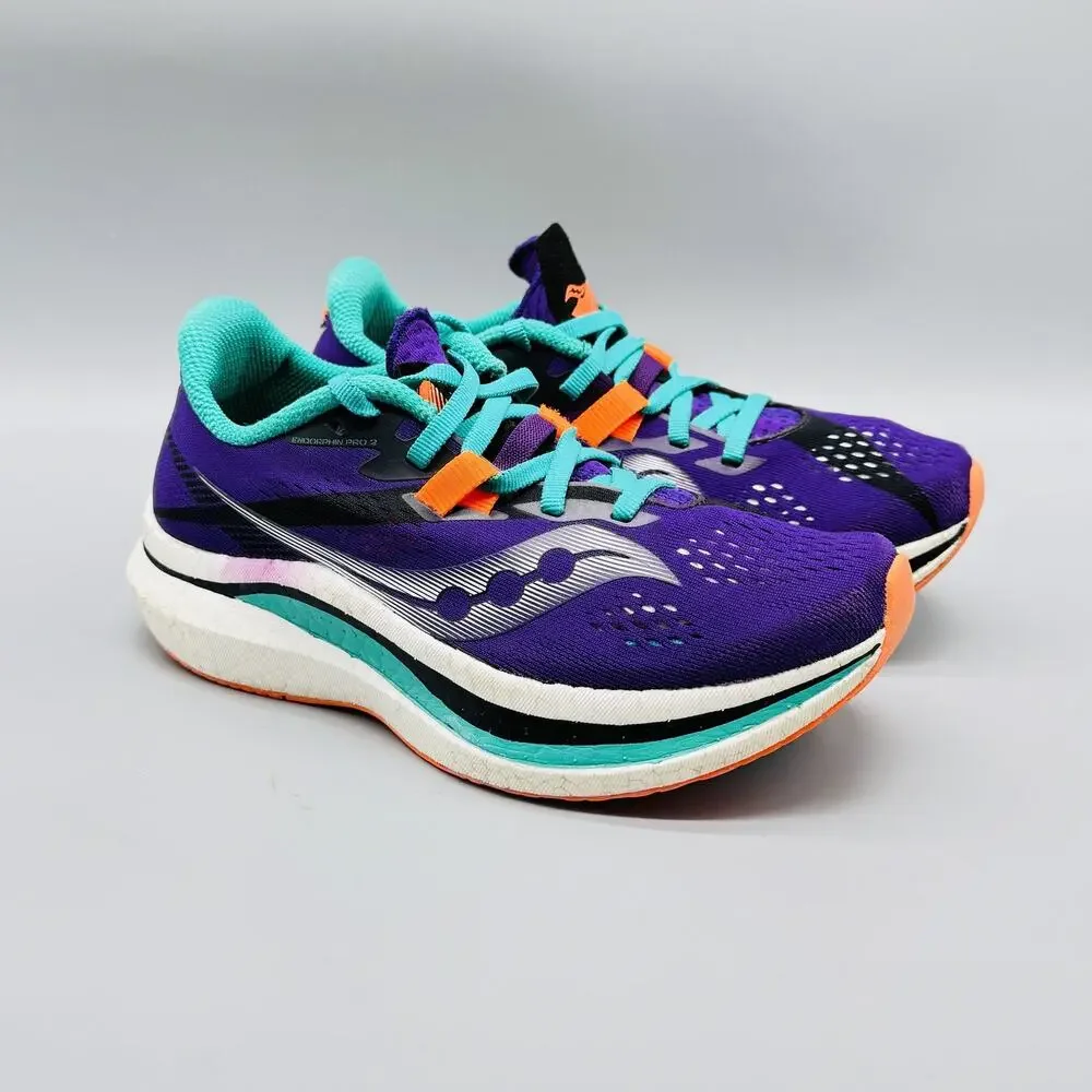 Saucony Endorphin Pro 2 Shoes Womens 5 Purple Running Racing Trainers Sneakers
